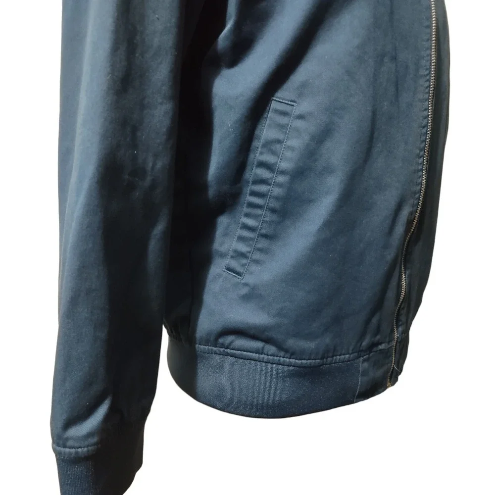 Line Of Trade Bomber Jacket Medium  Men's Lightweight Pockets Blue Full Zip Coat